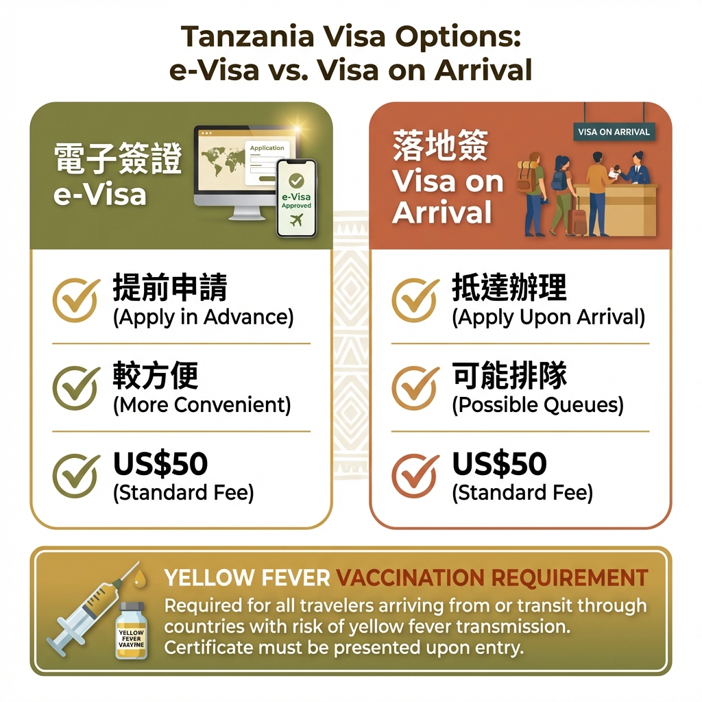 坦尚尼亞簽證申請方式比較