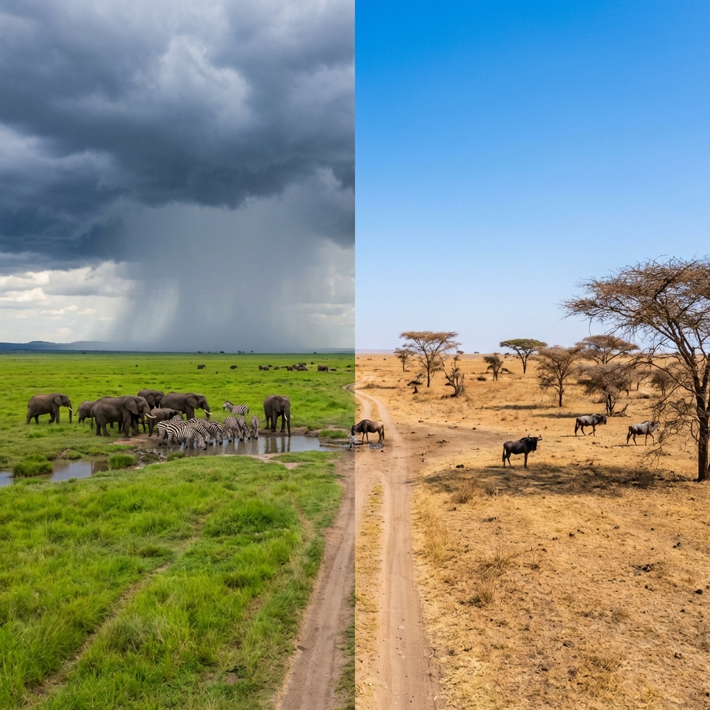 塞倫蓋提雨季與旱季對比